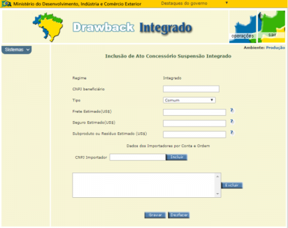 DRAWBACK NOVA REGULAMENTAO